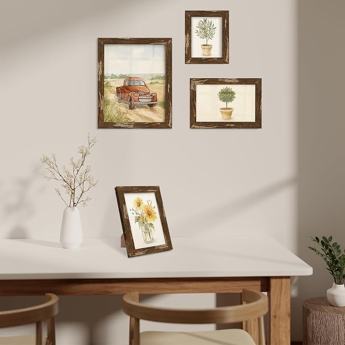 puthiac 4x6 Rustic Farmhouse Picture Frame, Warm Walnut, 1 Pack | Distressed - Image 6