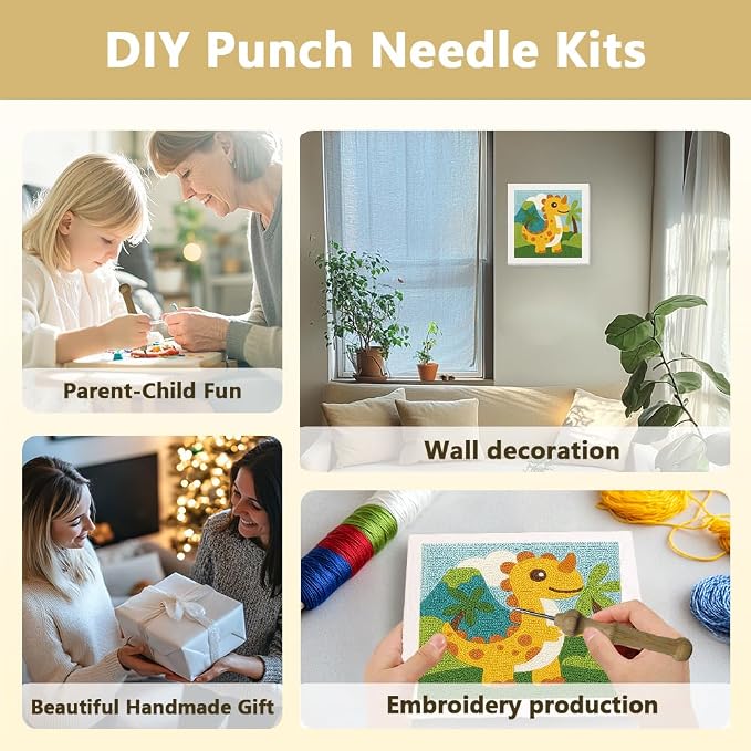 DOODLREAM Cartoon Dinosaur DIY Punch Needle Embroidery Kit - Image 4