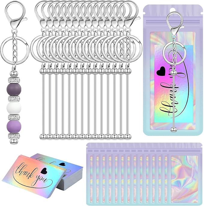42/84/126 Pcs Beadable Keychain Bars Bulk Blank DIY Beaded Keychain Making by Unknown