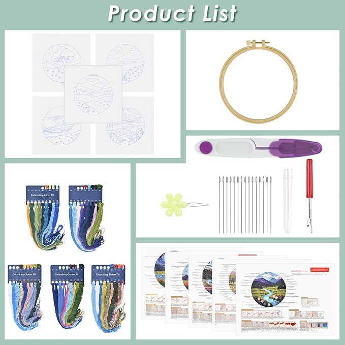 ERKOON 5 Sets Embroidery Kit for Beginners, Butterfly Cross Stitch Set for - Image 2