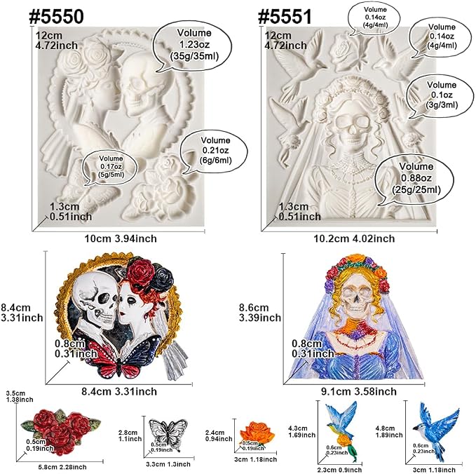 Skeleton Bride and Groom Clay Molds - Image 2
