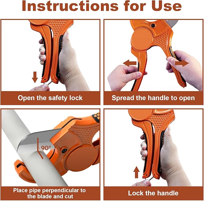 Kerry PVC Pipe Cutter, Up to 2-1/2" Ratcheting Heavy-Duty PEX POLY PE Plastic Hoses and Plumbing Tube Cutting Tool, Stainless Steel Blades, Thicken Aluminum Body Efficient Extended Handle - 2Pack