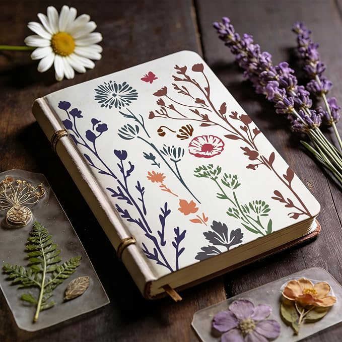 9pcs Flower Stencils for Painting Plant Patterns Drawing Stencils for Crafts - Image 3