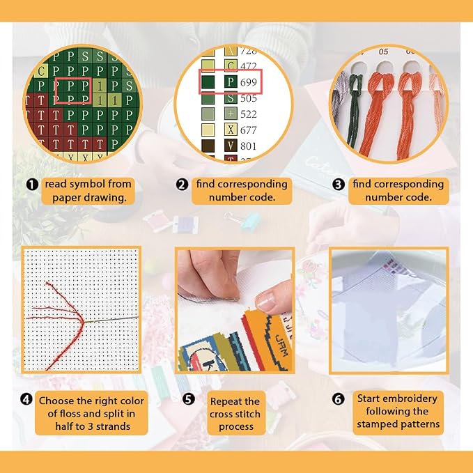 FREEBLOSS 11CT Stamped Cross Stitch Kits Jam Pot Cross Stitch Ornament Kits - Image 4