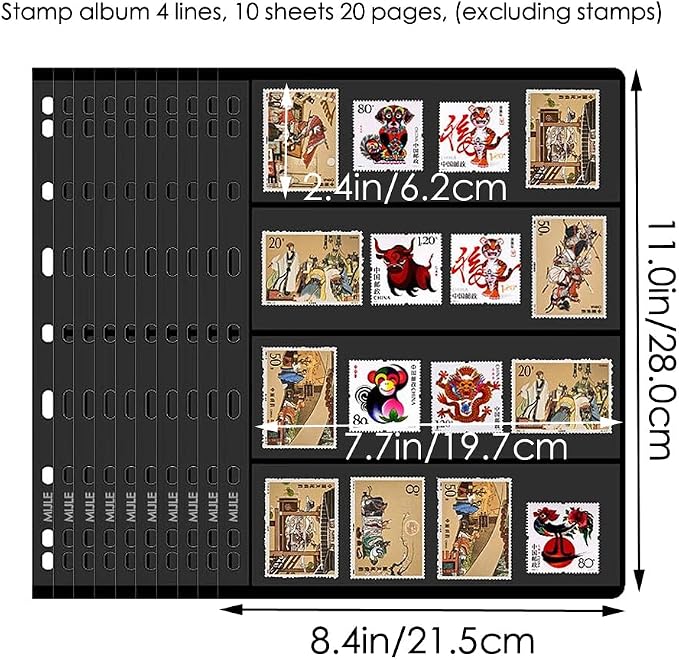 10-Sheet Stamp Album Binder Pockets - Image 2