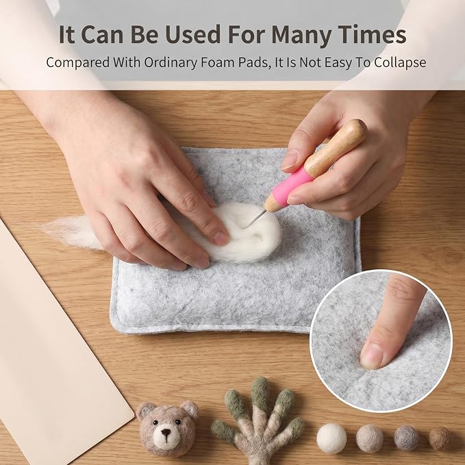 Aeaocvo Small Needle Felting Pad, 6×5 Inch Needle Felting Mat | Gray Sponge Pad - Image 4