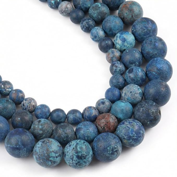 36pcs Natural Matte American Turquoise Gemstone Beads，10mm Frosted Round Loose by Yochus