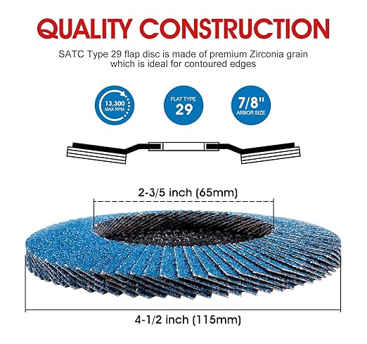 S SATC Flap Discs 4-1/2 Inch 40 Grit Zirconia Grinding Wheel Type 29 Abrasive Discs Flap Wheel for Angle Grinder - 20 Pack