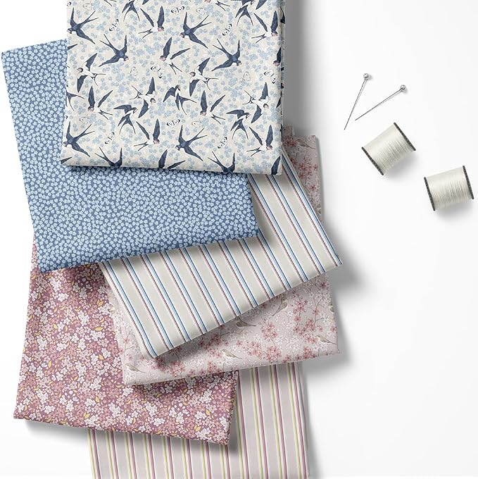 Patchwork Fabric Panel 100x155 cm, 100% Cotton Satin, 6 Coordinated Floral & - Image 2
