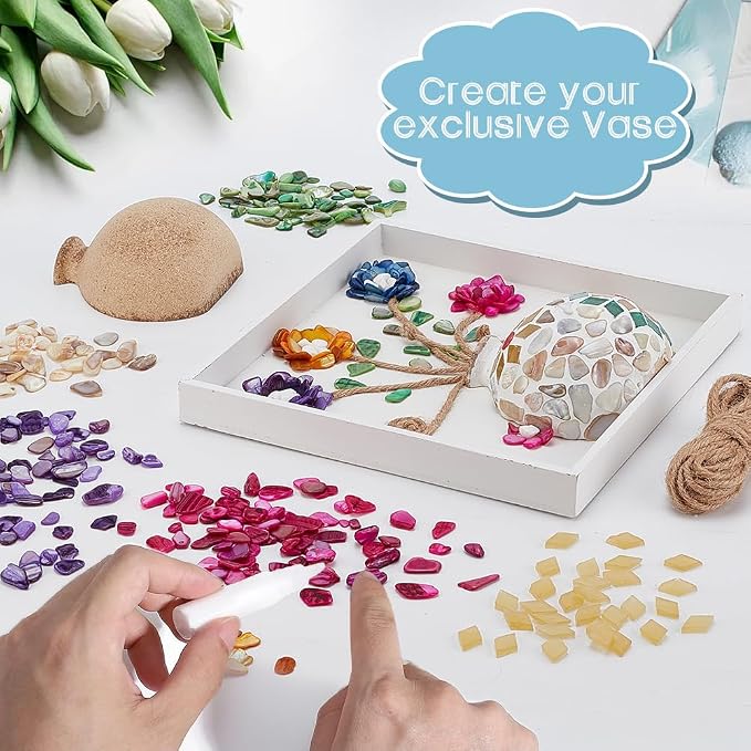 WEBEEDY DIY Mosaic Painting Kit Flower Vase Pattern Mosaic Arts and Craft Kits - Image 5