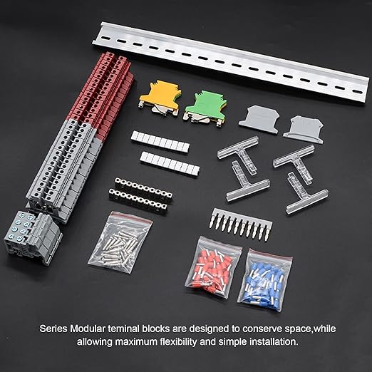 Terminal Block Kit, Rail Type Voltage Terminal, Rail Combined Terminal Block(Red & Gray)