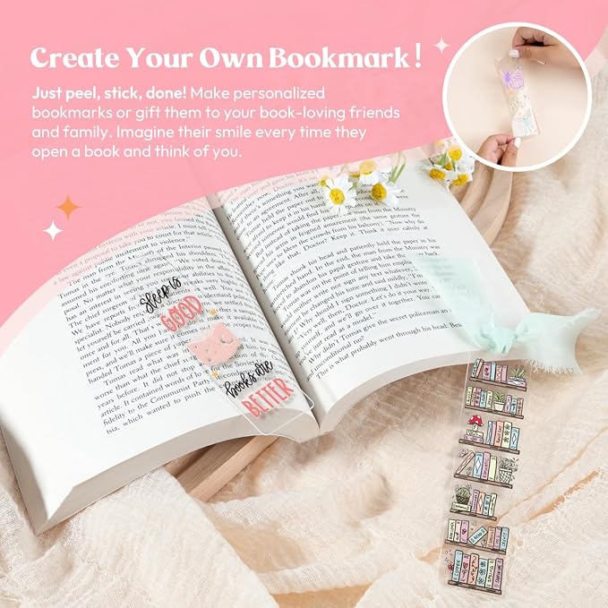 Kaciola 36 Sheets Booklover Theme UV DTF Bookmark Wraps, Acrylic Bookmark - Image 2