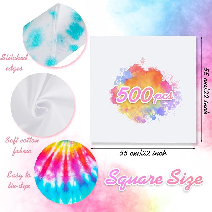 Chumia Cotton White Bandana for Tie Dying Bulk Blank Solid Handkerchiefs Unisex - Image 2