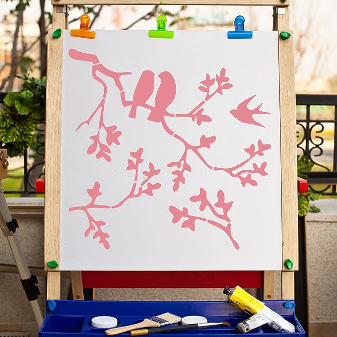 GORGECRAFT 12"X12"Birds on Branches Stencil Leaf Silhouette Templates Reusable - Image 5