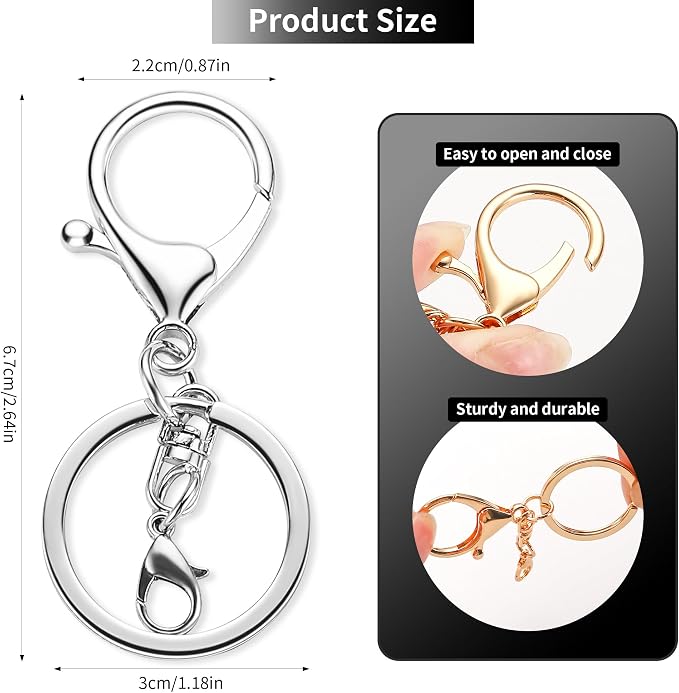 Gkeygo 10 Pack a Set Metal Lobster Claw Clasps and Key Rings, Key Chain - Image 2