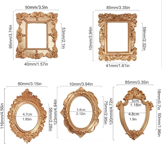 5 Pcs Mini Gold Frames - Image 3