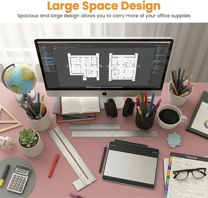 PayLessHere | 39 Inch Computer Desk | Pink | Office Desk - Image 6