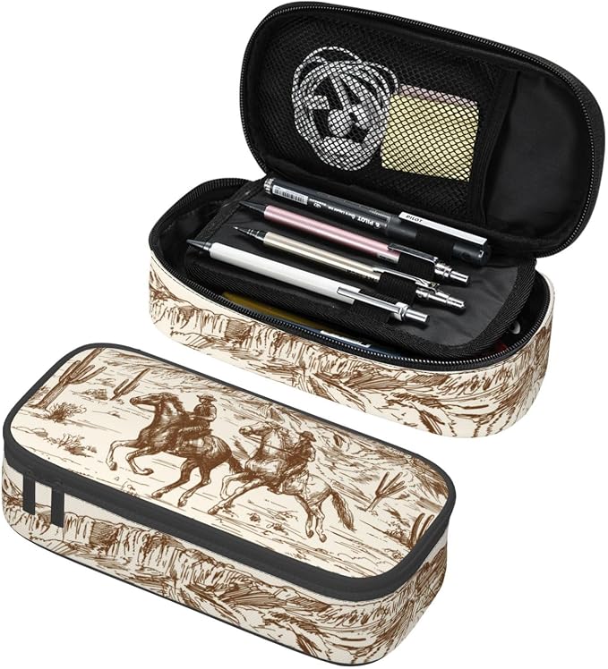 Western Vintage Desert Cactus Cowboy Pencil Case Organizer Big Capacity Pencil by Unknown