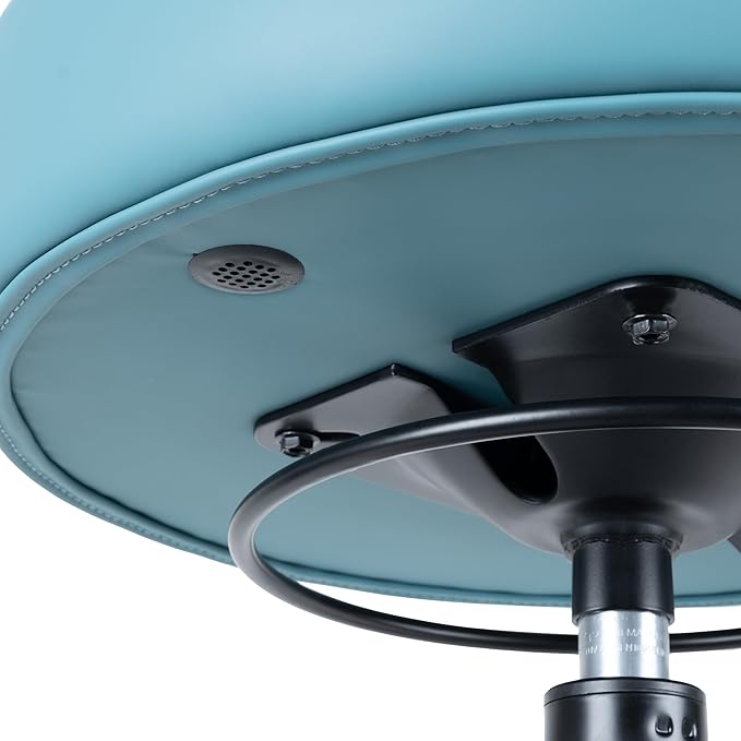 Chair Master 17" Round Vinyl Fabric Stool, Table Height, 360 deg Level Activation, Heavy Duty, Lab, Medical, Garage, Home, Spa, Cleanroom (Rubber Roller, Aqua)
