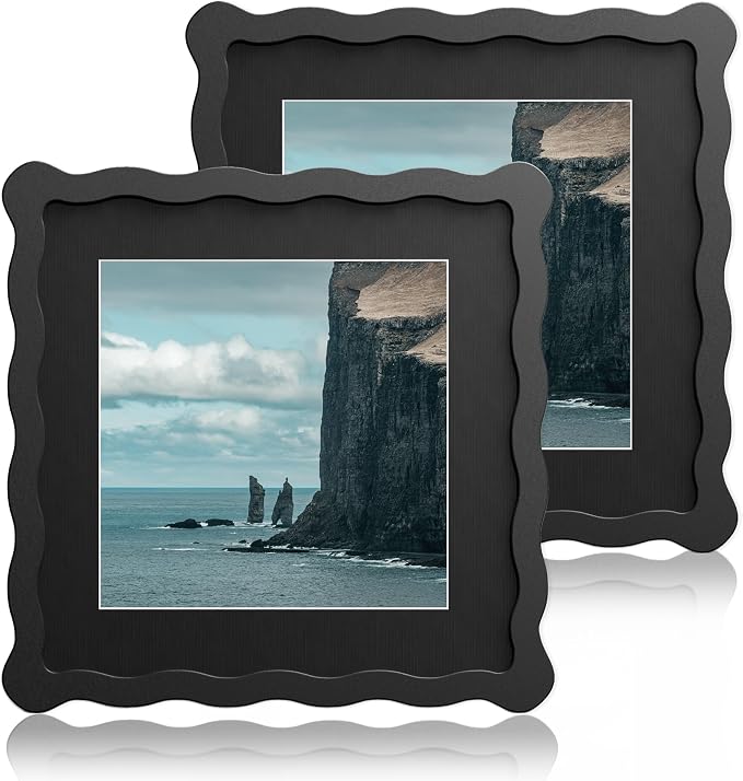 8X8 Wavy Picture Frame With Mat by Unknown