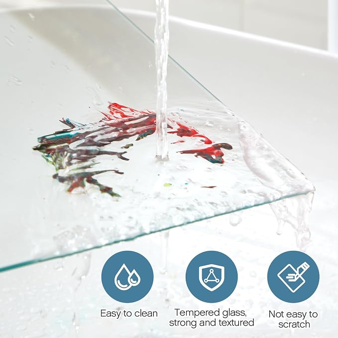 Nuanchu 1 Pcs 12 x 16 Inches Clear Tempered Glass Palette - Image 4