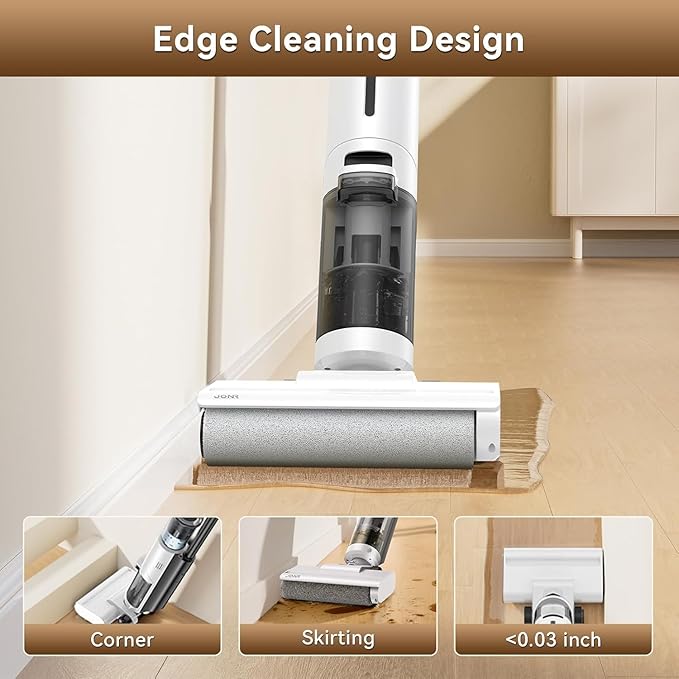 JONR ED12 Lite Wet Dry Vacuum Cleaner Cordless, Vacuum Cleaner with Self-Washing, 1 mm Edge Cleaning, Anti-Tangle System, Lightweight Floor Cleaner for Hard Floors, Pet Hair