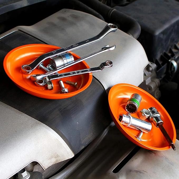 Magnetic Tray Holder,2 Pcs Magnetic Bowl for Screws Tools Parts Tray Holder for Tool Organization (Only Orange)