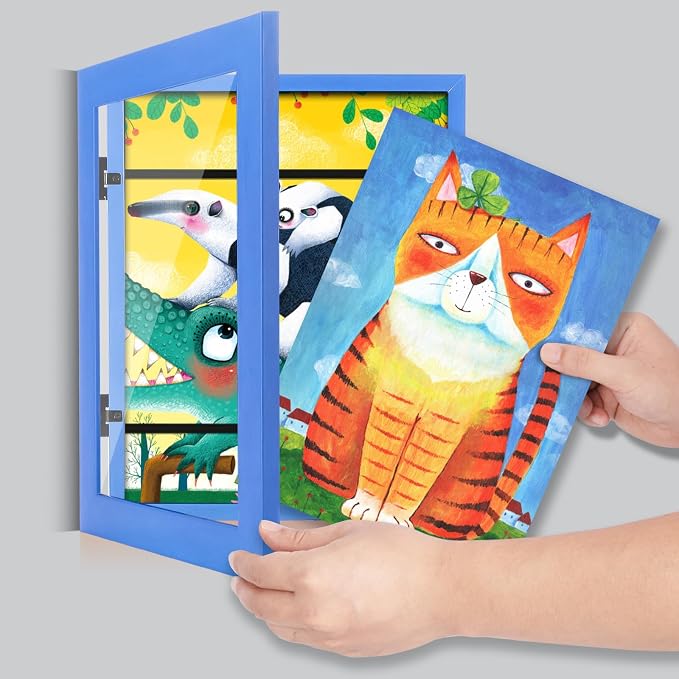 Kids Art Frames, 8.5x11 Front Opening Kids Artwork Frames Changeable, Skyblue - Image 7