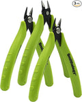Smithology 4.8” Micro Flush Cutters 3PCS | Made from High Carbon Steel with Hidden Springback Design & Non-Slip Handles for Trimming Metal Wires, Zip Ties, Cables, Circuit Boards, & DIY Projects