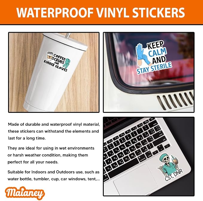 MAIANEY Surgical Tech Sticker Pack – Funny Medical Scrub Stickers - Image 3