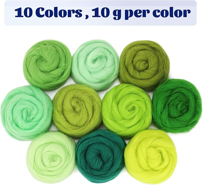 Mayboos 10 Colors Needle Felting Wool, Fiber Wool Yarn Roving, Spinning Wool - Image 2