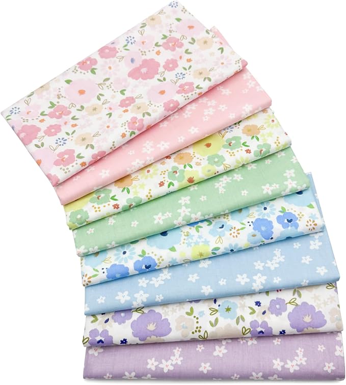 Aubliss 8pcs Fat Quarter Fabric Bundles Quilting Cotton Craft Fabric Pre-Cut by Aubliss