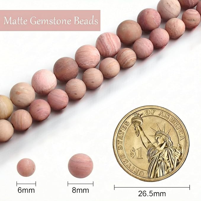 6mm Matte Pink Rhodochrosite Bead, 15-Inch Matte Round Loose Stone Beads - Image 3