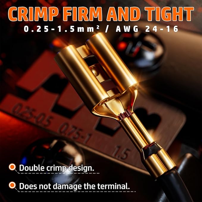 PEBA Open Terminal Connector Crimping Tool Kit, 10 Types Quick Splice Wire Spade Connector, Crimper AWG 24-14 for 2.8mm 3.5mm 3.9mm 4.8mm 6.3mm Pin Terminals, Use on Molex 2.13mm 2.36mm, AMP-TE
