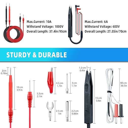 Electrical Multimeter Test Leads Set with Alligator Clips Test Hook Test Probes Lead LESEHIY Premium Professional Kit CAT III 1000V 20A