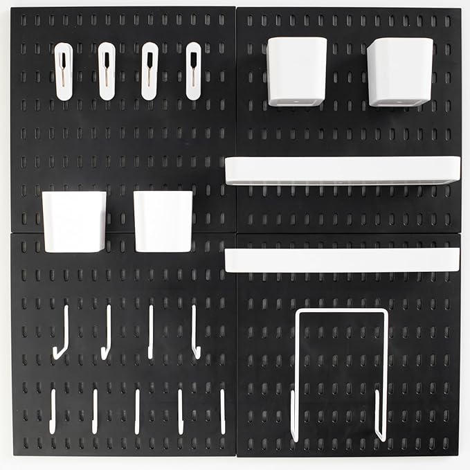 8-Pack 22"x44" Plastic Pegboard Panels Durable Modular Organizer Boards for Wall Storage, Garage, Workshop & Craft Room – Lightweight & Easy to Install