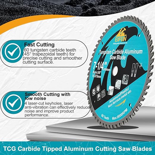 Metal Blade 12 Inch for Aluminum Non Ferrous 60 Teeth Tungsten Carbide Tipped Blade with 5/8-Inch Arbor Pack of 5