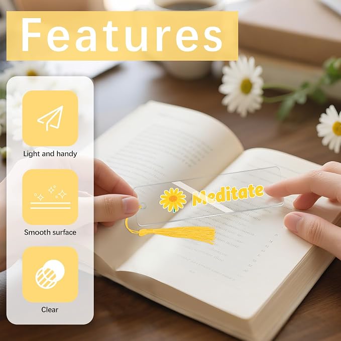 50 Pcs Clear Acrylic Bookmarks Blanks Rectangle, Plastic Book Page Markers - Image 3