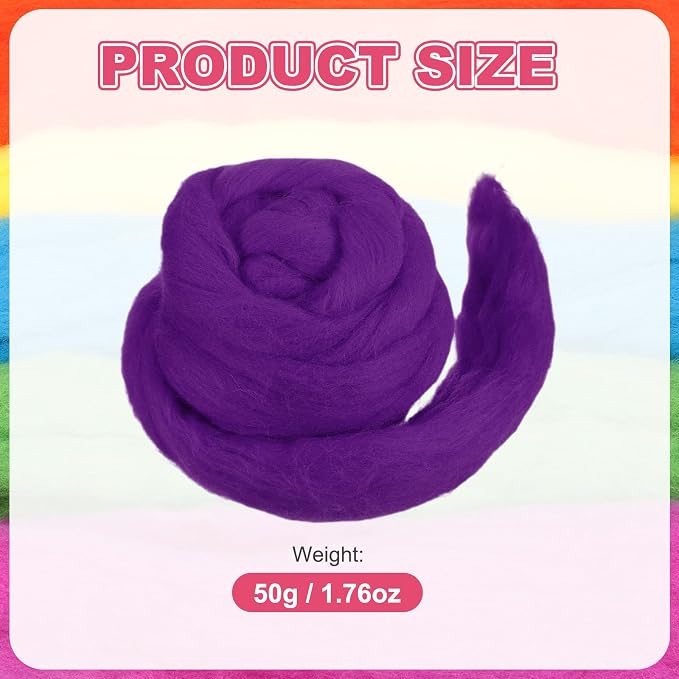 MECCANIXITY Wool Roving Yarn Soft Felting Wool 50g/1.76oz Pure Chunky Roving - Image 2