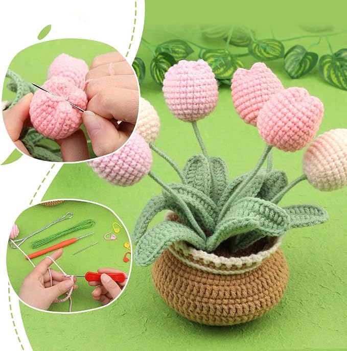 kgxulr Crochet Kit for Beginners, Tulip Crochet Starter Kit Beginner for - Image 5