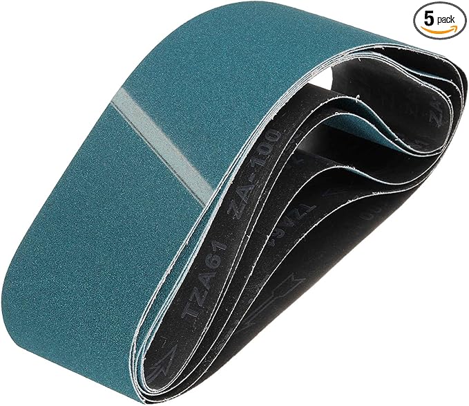 HARFINGTON 4 x 36 Inch Sanding Belts, 5 Pcs 100 Grit Zirconia Abrasive Belt Sander File Belt for Woodworking, Metal Polishing, Knife Sharpener