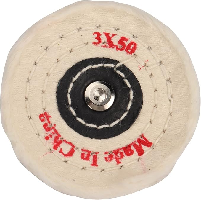SI FANG Soft Cotton Buffing Polishing Wheel for Mini Electric Belt Sander Bench Grinder, 3 inch (50 Ply) Extra Thick Colth Buffing Wheel for Metal Alloys Stone Ceramics Glass Wood Waxing (1PC)