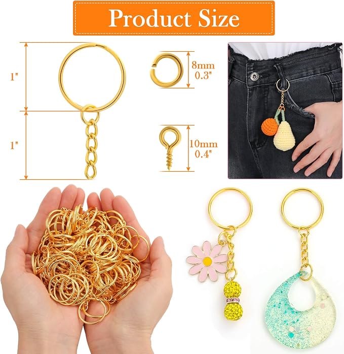 Audab 360Pcs Gold Keychain Bulk - Image 4