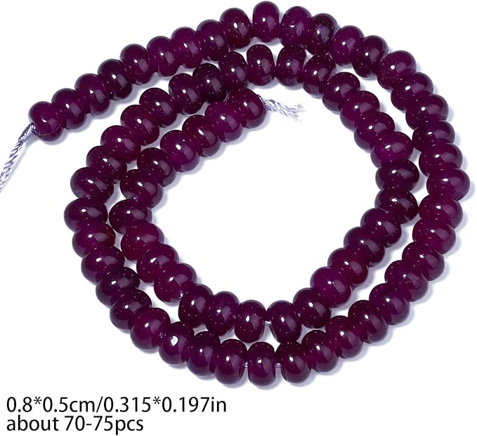 Songxi 5x8mm Natural Purple Chalcedony Stone Rondelle Beads, Gemstone - Image 2