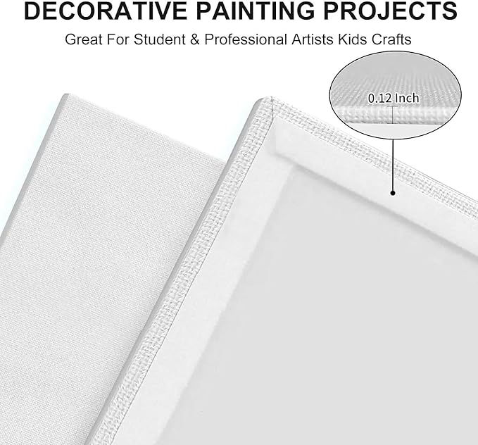 Artkey Canvas Boards for Painting 8x10 Inch 12 Pack, 10 oz Primed 100% Cotton - Image 2