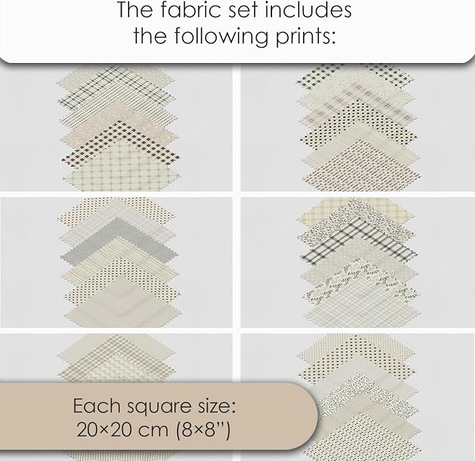 Cotton Satin Patchwork Fabric Panel – 35 Designs, 20×20 cm Squares, Single - Image 7