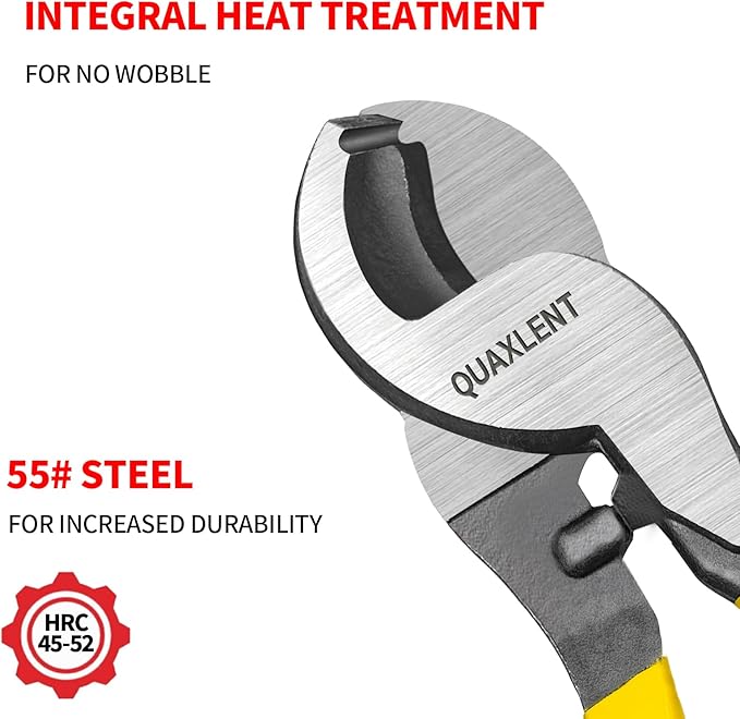 10 Inch Large Cable Cutter Heavy Duty High Leverage Big Wire Cutting Plier Tool for 4/0 Aluminum 2/0 Soft Copper and 100PR 24AWG Comm Cable,Red