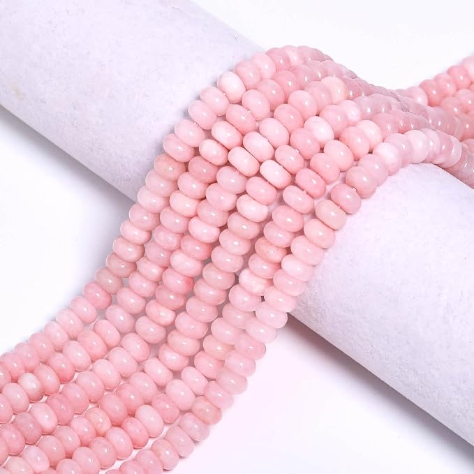 Songxi 5x8mm Natural Pink Stone Rondelle Beads, Gemstone - Image 8
