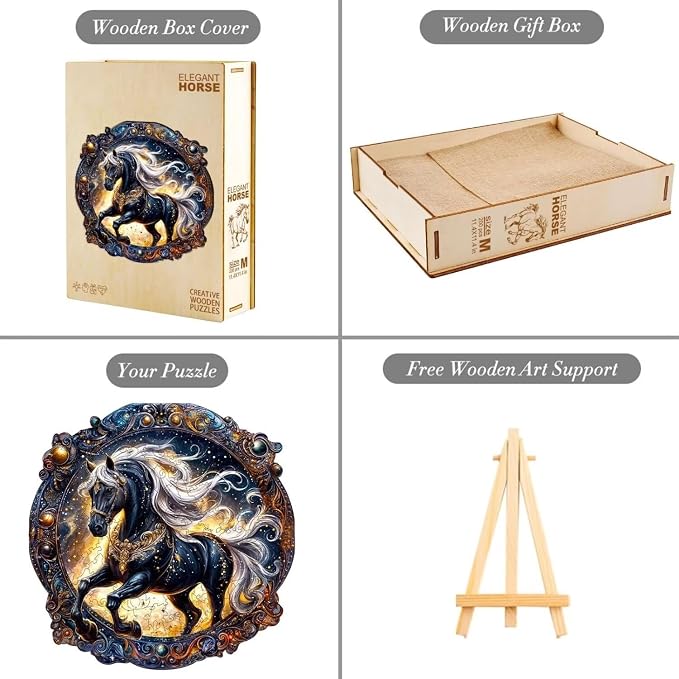 Wooden Puzzles Adults, Elegant Horse Wooden Puzzles 100 Pieces, Unique Animal - Image 3