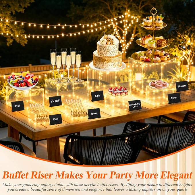 8 Pcs Clear Acrylic Buffet Risers - Image 7